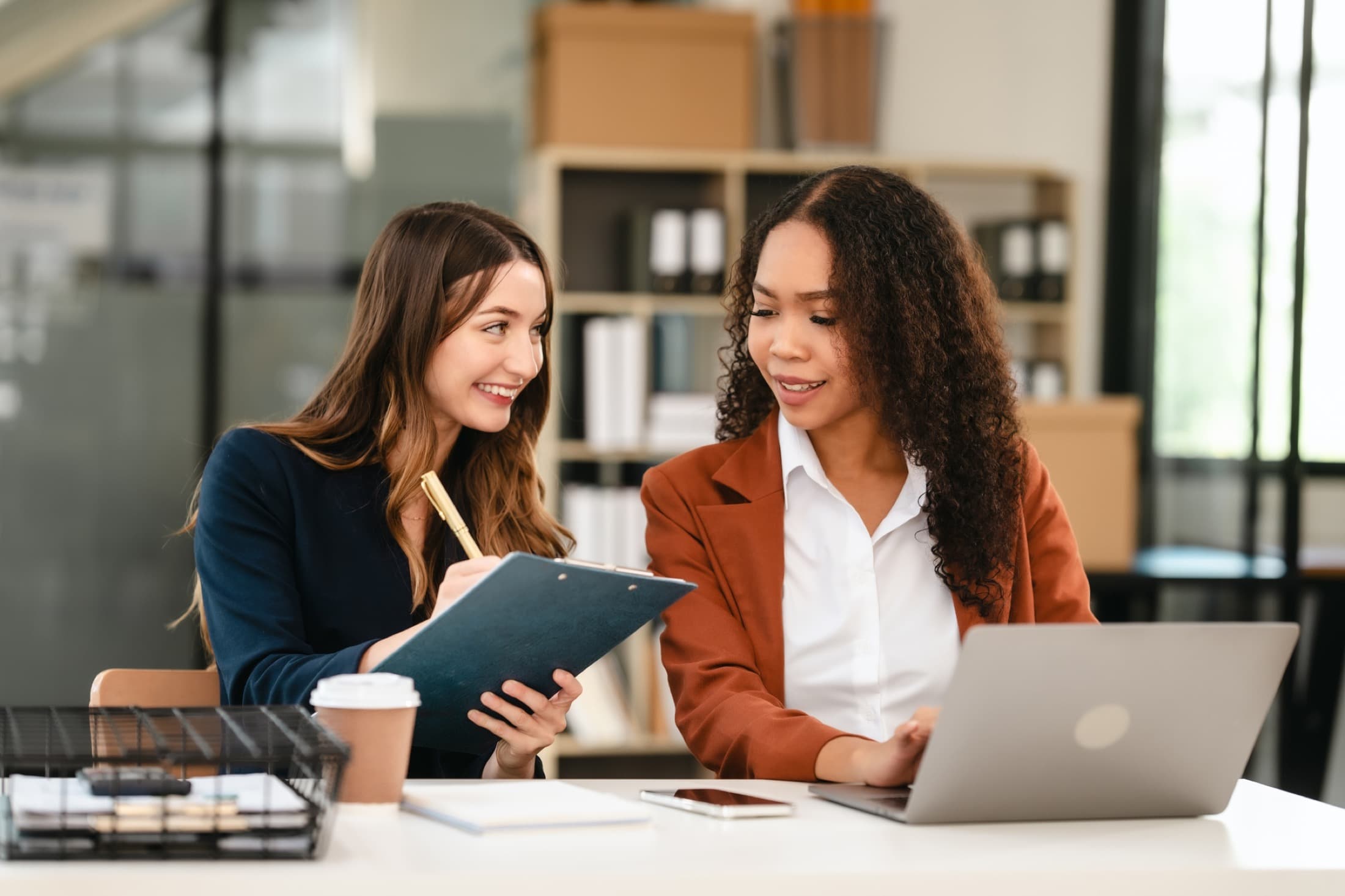 Two women talking